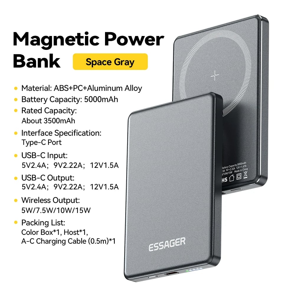 MSL Magnetic Wireless Power Bank 20W 5000mAh Portable Fast Charger
