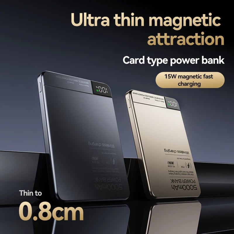 MSL Ultra-Thin Magnetic Power Bank - 5000mAh Wireless Fast Charger