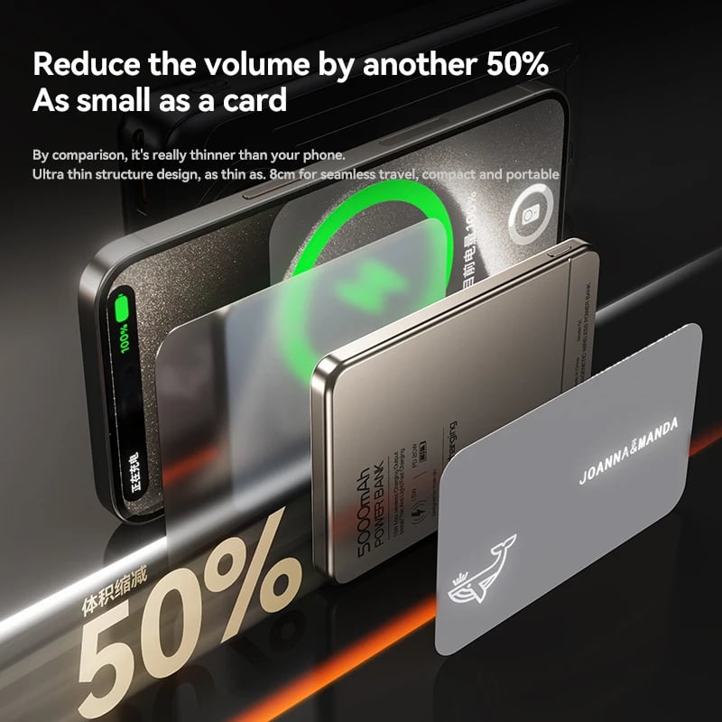 MSL Ultra-Thin Magnetic Power Bank - 5000mAh Wireless Fast Charger
