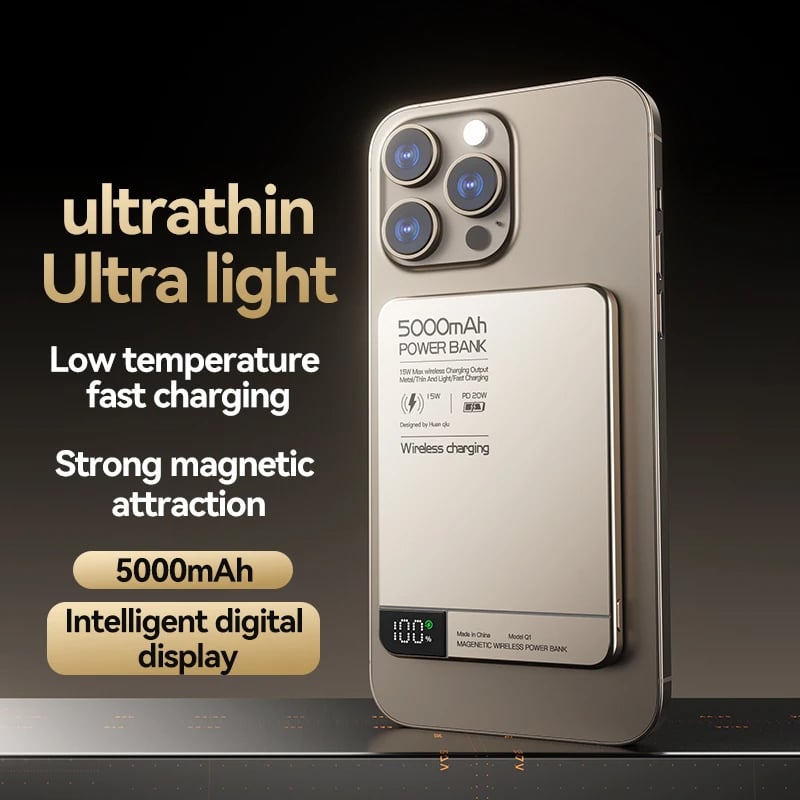 MSL Ultra-Thin Magnetic Power Bank - 5000mAh Wireless Fast Charger