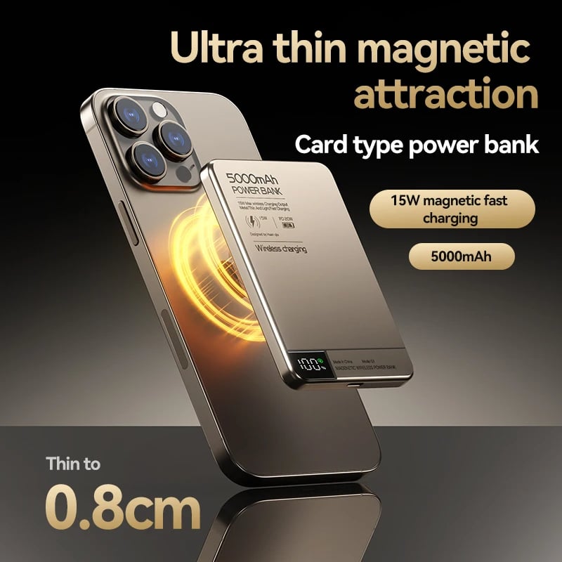 MSL Ultra-Thin Magnetic Power Bank - 5000mAh Wireless Fast Charger