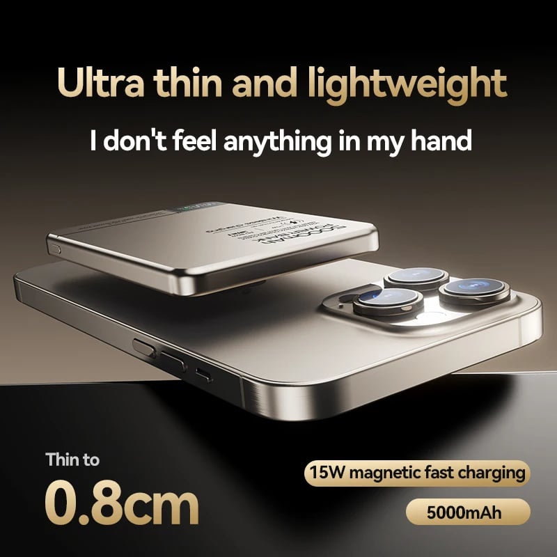 MSL Ultra-Thin Magnetic Power Bank - 5000mAh Wireless Fast Charger