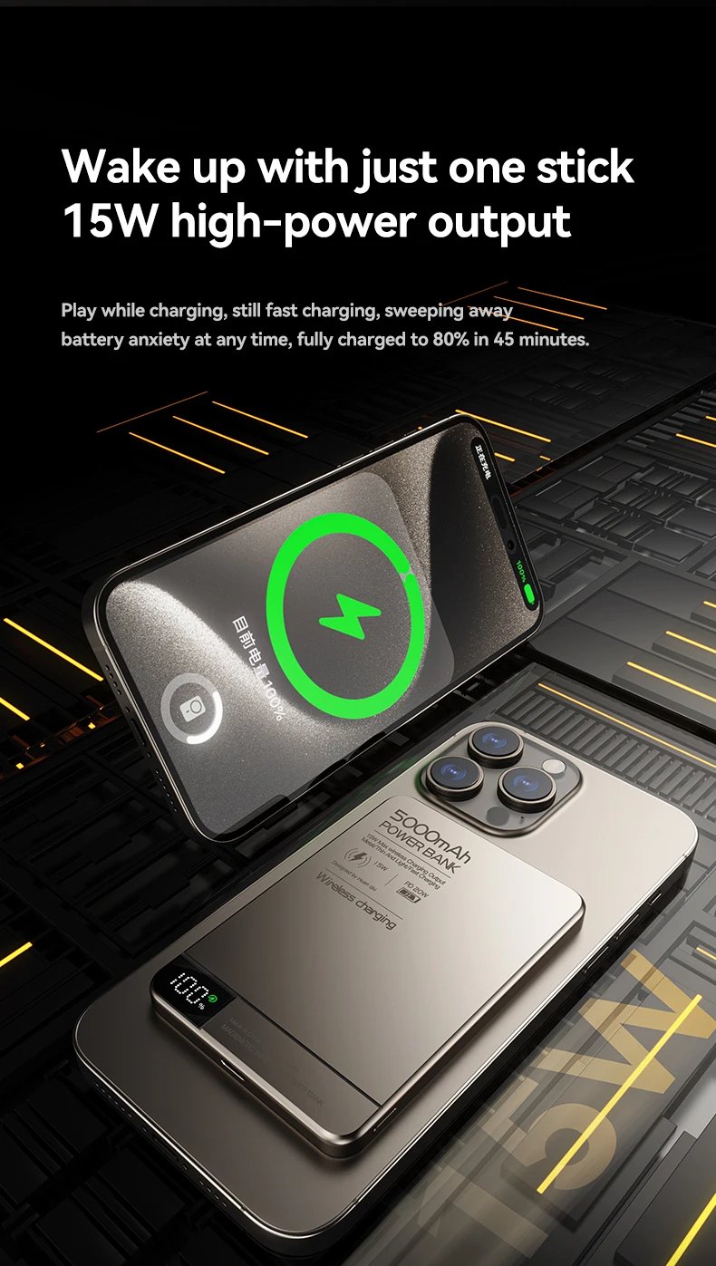 MSL Ultra-Thin Magnetic Power Bank - 5000mAh Wireless Fast Charger