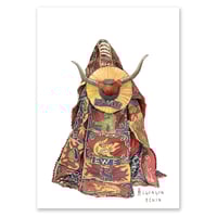 Image 1 of Original painting - "Egungun à cornes" - Bénin - 25x35 cm