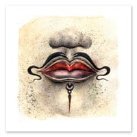 Image 1 of Aquarelle originale - "La bouche du beau Bosatsu" - Japon - 20x20 cm