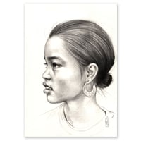 Image 1 of Original drawing - "La vendeuse de paniers en bambou" - Cambodge - 21x29,6 cm