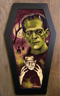 Frankenstein Monster Coffin Framed Art 