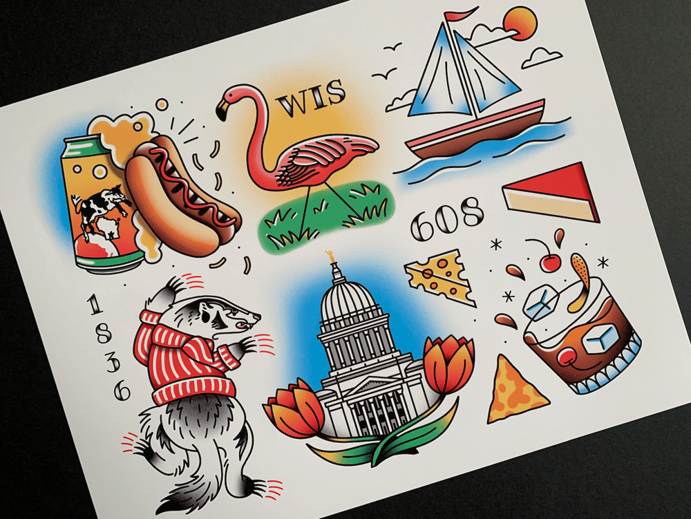 Image of Madison Tattoo Flash Sheet Print