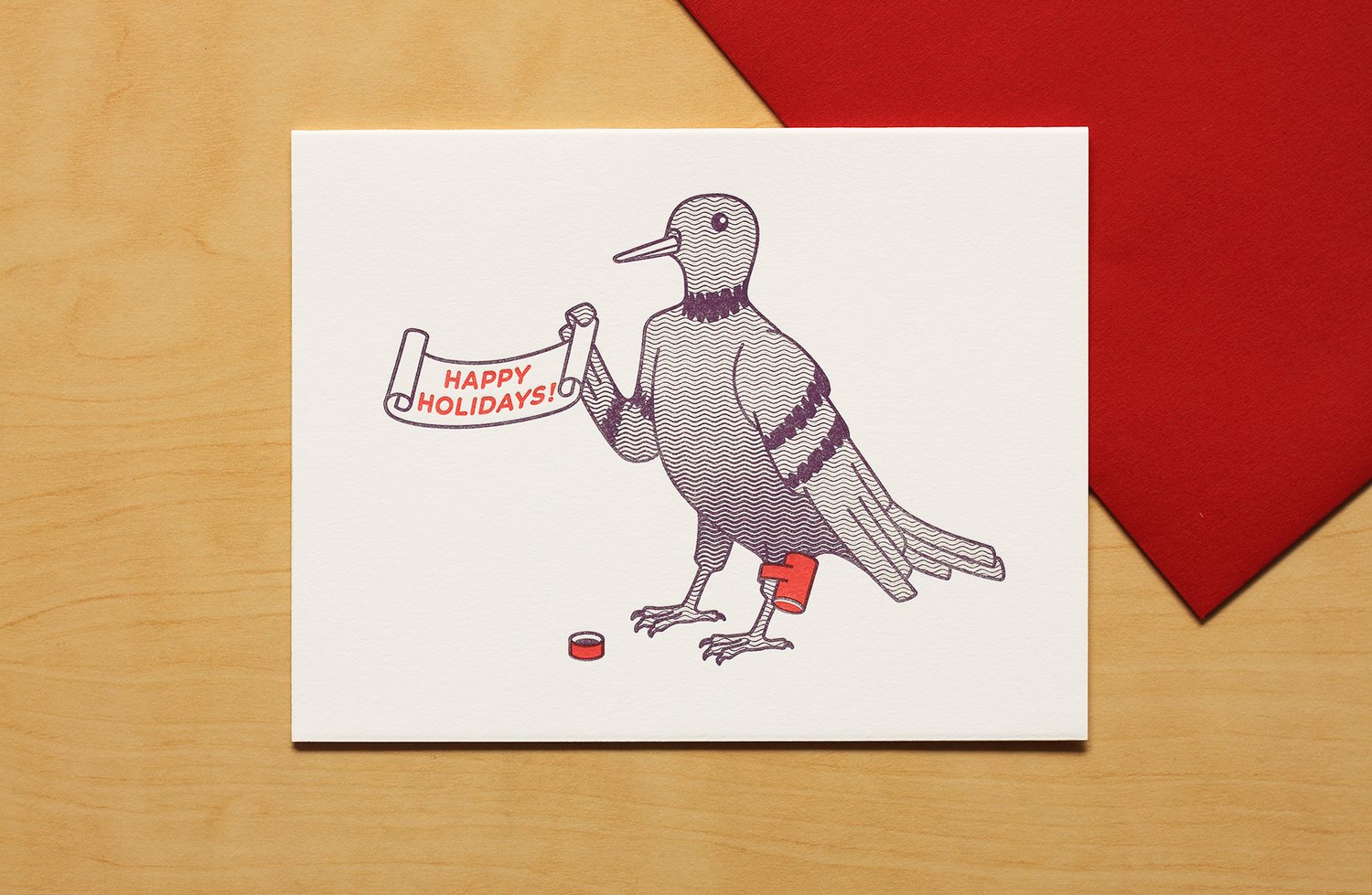 Image of MESSENGER PIGEON HAPPY HOLIDAYS CARD