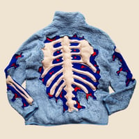 Image 5 of REWORKED NIKE 3D PUFF SKELETON SOFT BLUE SHERPA JACKET SIZE S fits to M