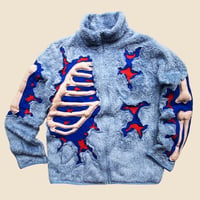 Image 1 of REWORKED NIKE 3D PUFF SKELETON SOFT BLUE SHERPA JACKET SIZE S fits to M