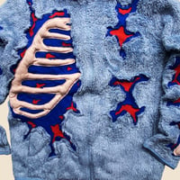 Image 3 of REWORKED NIKE 3D PUFF SKELETON SOFT BLUE SHERPA JACKET SIZE S fits to M