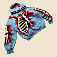 Image 2 of REWORKED NIKE CRACKY 3 LAYERED 3D PUFF SKELETON HOODIE SIZE MEDIUM BOXY