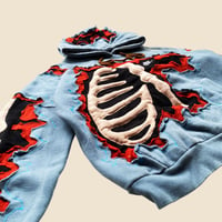 Image 3 of REWORKED NIKE CRACKY 3 LAYERED 3D PUFF SKELETON HOODIE SIZE MEDIUM BOXY