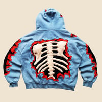 Image 6 of REWORKED NIKE CRACKY 3 LAYERED 3D PUFF SKELETON HOODIE SIZE MEDIUM BOXY