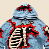 Image 4 of REWORKED NIKE CRACKY 3 LAYERED 3D PUFF SKELETON HOODIE SIZE MEDIUM BOXY