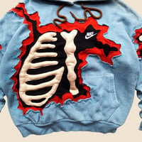 Image 5 of REWORKED NIKE CRACKY 3 LAYERED 3D PUFF SKELETON HOODIE SIZE MEDIUM BOXY