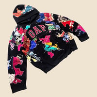 Image 2 of REWORKED GAP INDONESIAN BATIK PATCHWORK FLEECE HOODIE SIZE XL