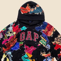 Image 3 of REWORKED GAP INDONESIAN BATIK PATCHWORK FLEECE HOODIE SIZE XL