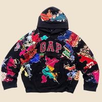 Image 1 of REWORKED GAP INDONESIAN BATIK PATCHWORK FLEECE HOODIE SIZE XL