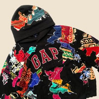 Image 5 of REWORKED GAP INDONESIAN BATIK PATCHWORK FLEECE HOODIE SIZE XL