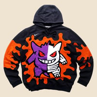 Image 1 of REWORKED NIKE POKE DRIP "GENGAR HALF SKELETON" CUT & SEWN HOODIE SIZE LARGE