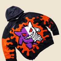 Image 2 of REWORKED NIKE POKE DRIP "GENGAR HALF SKELETON" CUT & SEWN HOODIE SIZE LARGE