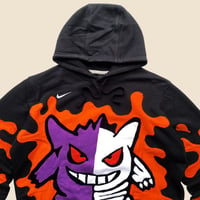 Image 3 of REWORKED NIKE POKE DRIP "GENGAR HALF SKELETON" CUT & SEWN HOODIE SIZE LARGE