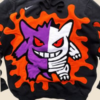 Image 4 of REWORKED NIKE POKE DRIP "GENGAR HALF SKELETON" CUT & SEWN HOODIE SIZE LARGE