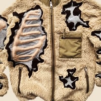 Image 3 of REWORKED NIKE CRACKY 3D PUFF SKELETON BEIGE SHERPA JACKET SIZE M/L