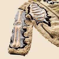 Image 2 of REWORKED NIKE CRACKY 3D PUFF SKELETON BEIGE SHERPA JACKET SIZE M/L