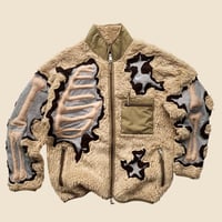 Image 1 of REWORKED NIKE CRACKY 3D PUFF SKELETON BEIGE SHERPA JACKET SIZE M/L