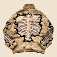 Image 4 of REWORKED NIKE CRACKY 3D PUFF SKELETON BEIGE SHERPA JACKET SIZE M/L