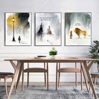 Image 1 of Set of 3 The Chronicles of Narnia Wall Art - CS Lewis Narnia Poster - You Are Purchasing 3 Prints.