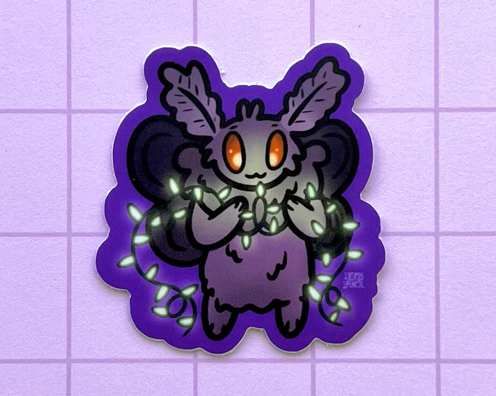 Image of String lights mothman mini vinyl sticker