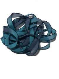 Image 3 of 1PC. MIDNIGHT 42" hand dyed wrist wrap bracelet silk ribbon/by COLOR KISSED SILK