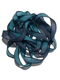 Image 4 of 1PC. MIDNIGHT 42" hand dyed wrist wrap bracelet silk ribbon/by COLOR KISSED SILK
