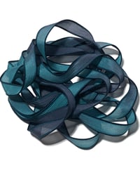 Image 1 of 1PC. MIDNIGHT 42" hand dyed wrist wrap bracelet silk ribbon/by COLOR KISSED SILK