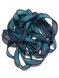Image 5 of 1PC. MIDNIGHT 42" hand dyed wrist wrap bracelet silk ribbon/by COLOR KISSED SILK