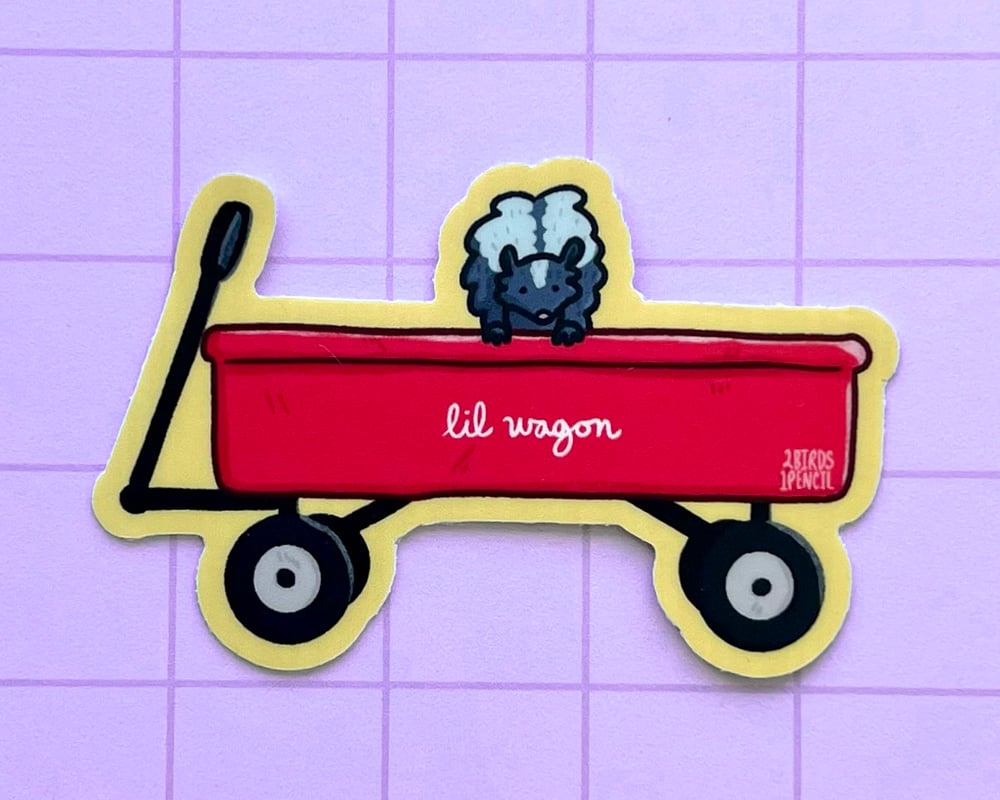 Image of Baby skunk wagon vinyl sticker