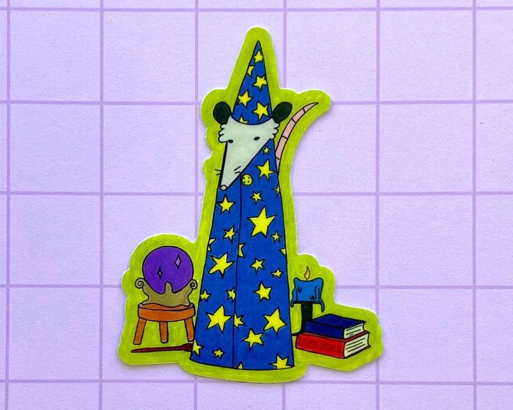 Image of Wizard possum vinyl sticker