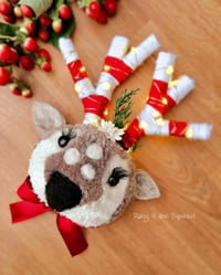 Image 1 of Candy cane deer wall plaque