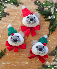 Image 2 of Mini Polar bear decoration (green right)