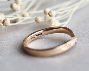 Image of 18ct rose gold white diamond set wishbone ring