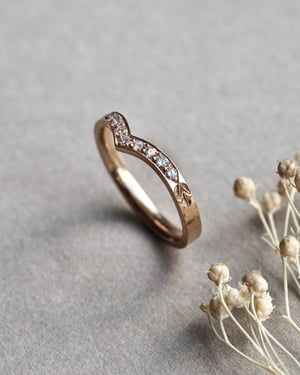 Image of 18ct rose gold white diamond set wishbone ring