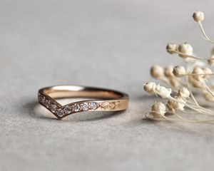 Image of 18ct rose gold white diamond set wishbone ring