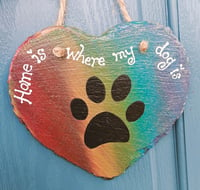 Image 3 of Paw print slate heart