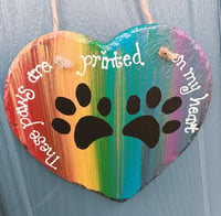 Image 1 of Paw print slate heart