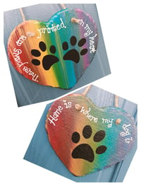 Image 2 of Paw print slate heart