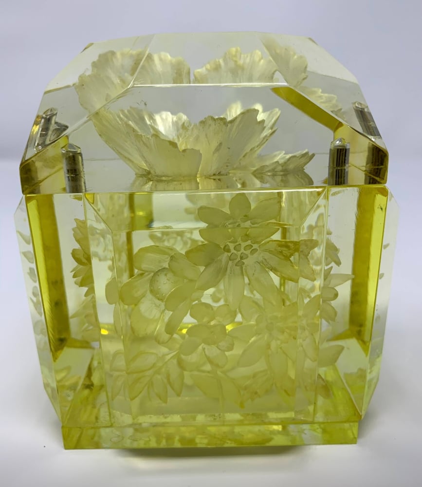 Image of Mini Victorian Lucite Box- Pale Yellow